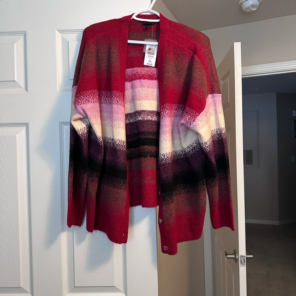 Torrid Women's Red and Pink Ombre Cardigan
